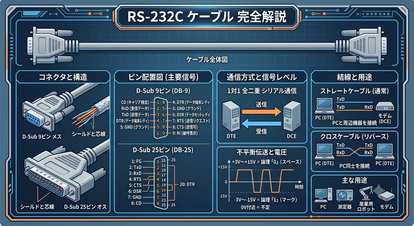 RS232Cケーブルの図解