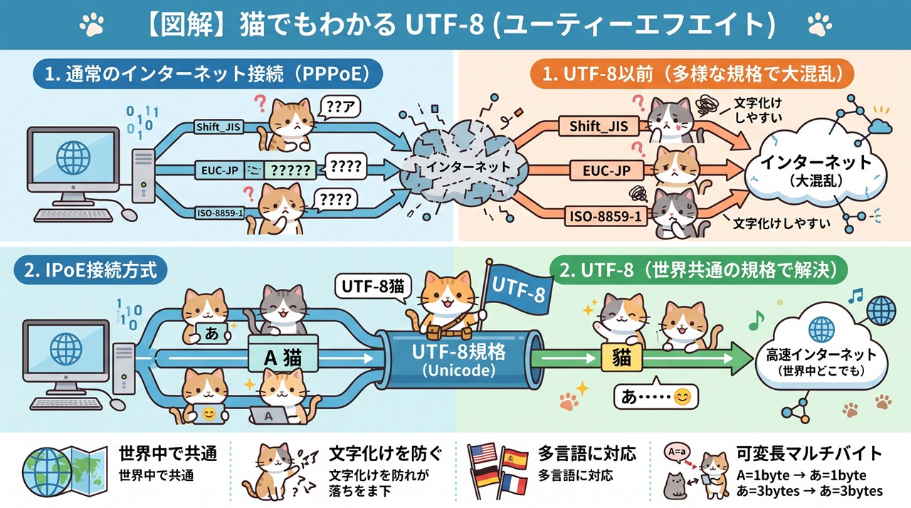 UTF-8（ユーティーエフエイト）図解