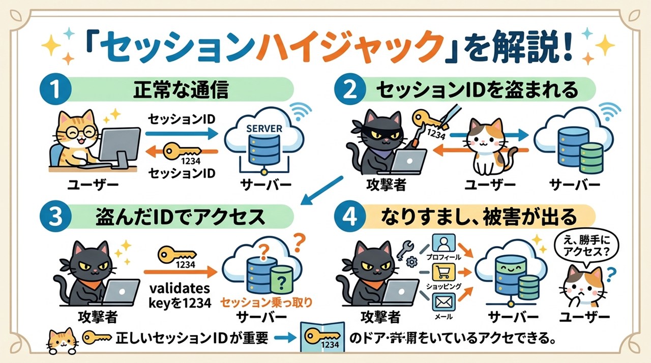 セッションハイジャック（session hijack）図解