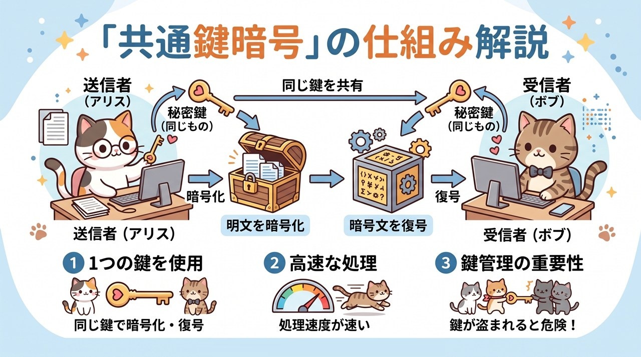 共通鍵暗号（Symmetric Key Cryptography）図解
