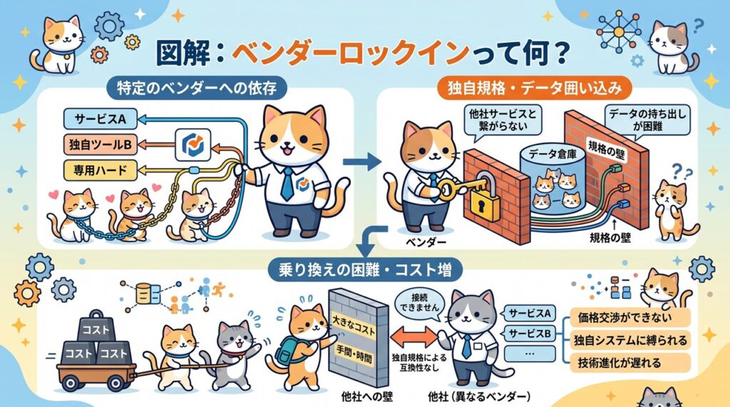 ベンダーロックイン（Vendor Lock-in）図解