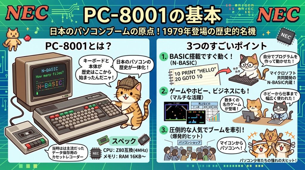 PC-8001（ピーシーハチマルマルイチ）図解