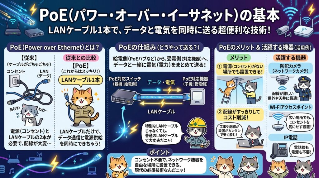 PoE（Power over Ethernet／ピーオーイー）図解