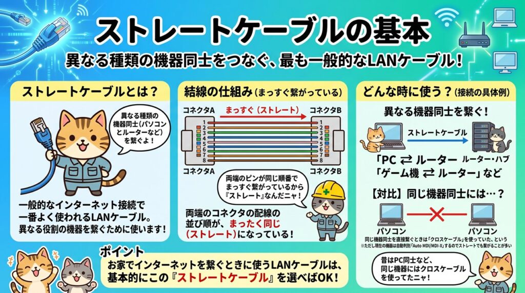 ストレートケーブル（straight cable）図解